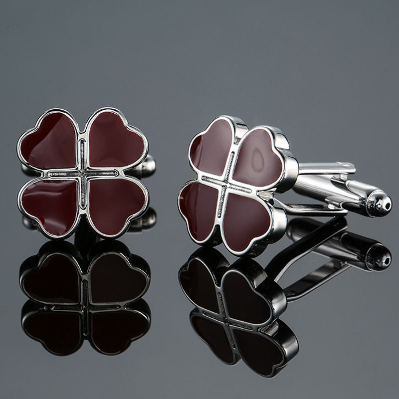 Rose d'herbe Or et Argent Motif Boutons de manchette