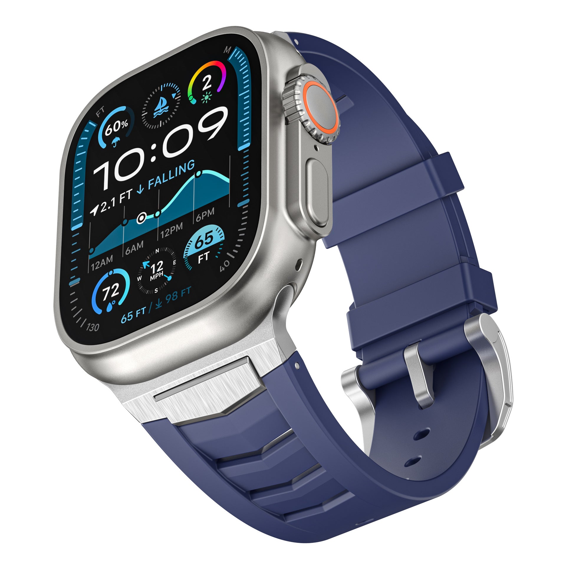Bracelet de montre de sport en caoutchouc fluoré en alliage
