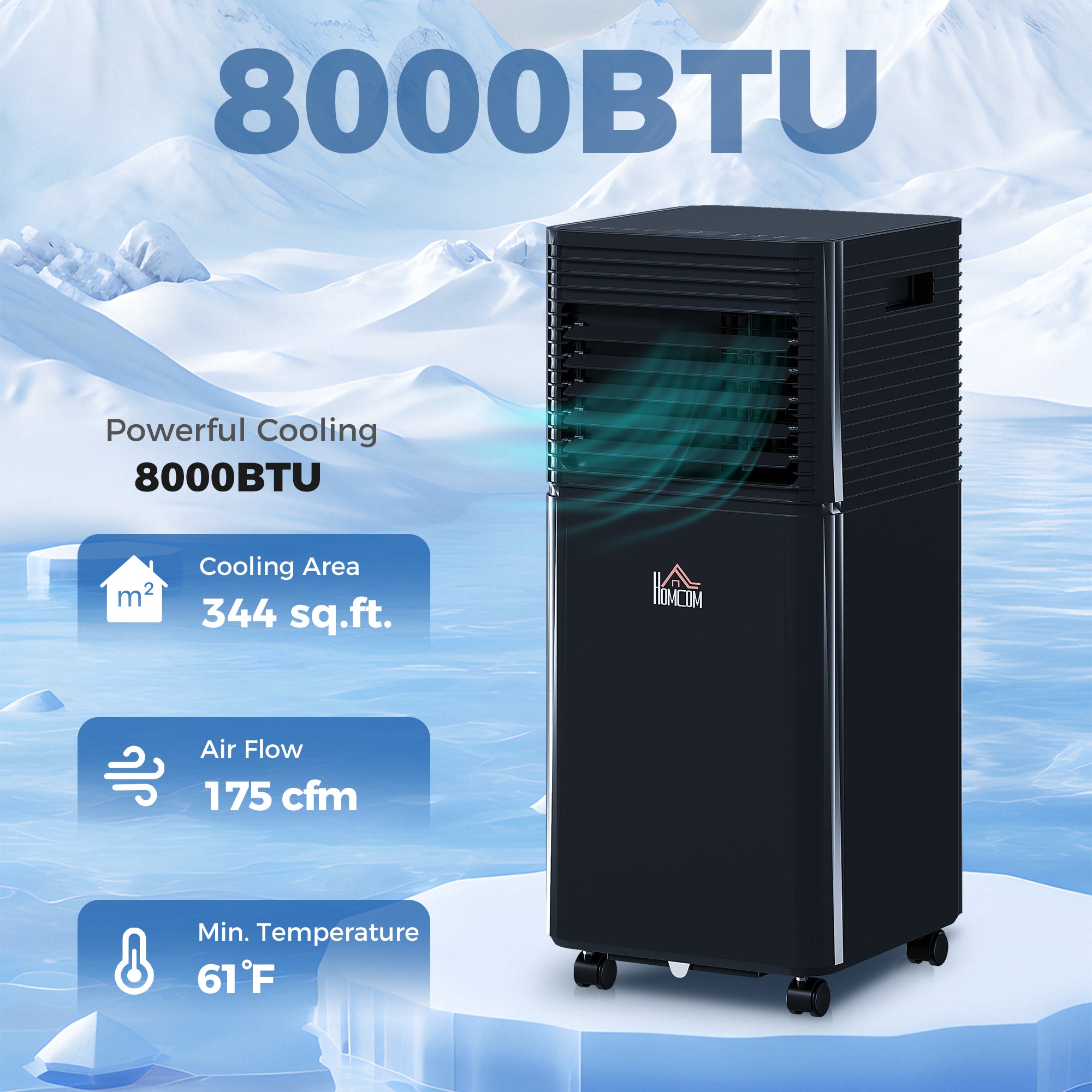 8000 BTU Climatiseur portable avec déshumidificateur