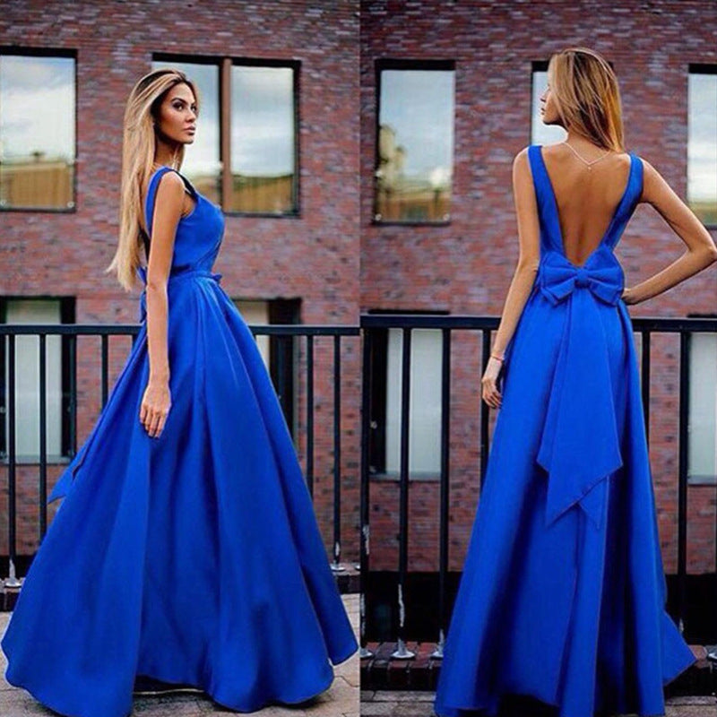 Robe de soirée sans manches sans manches en col V profond
