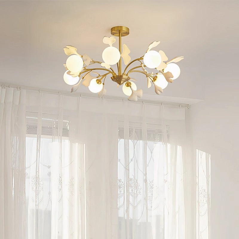 Creamy French Style Chandelier Living Room