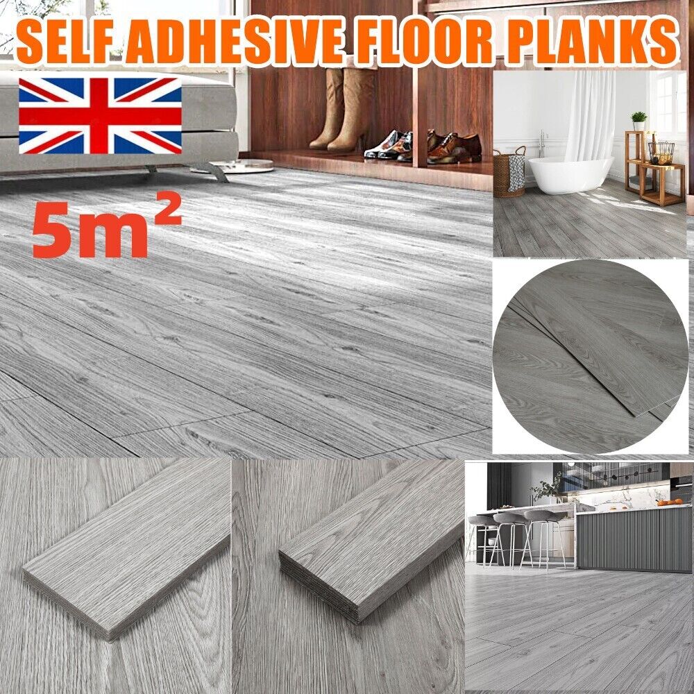 5mFloor Planches Carreaux Autocollant Effet Bois Vinyle Planchers Décor salle de bain