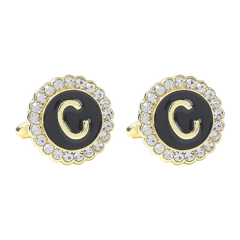 Rond Diamant French Cufflinks 26 lettres pour hommes