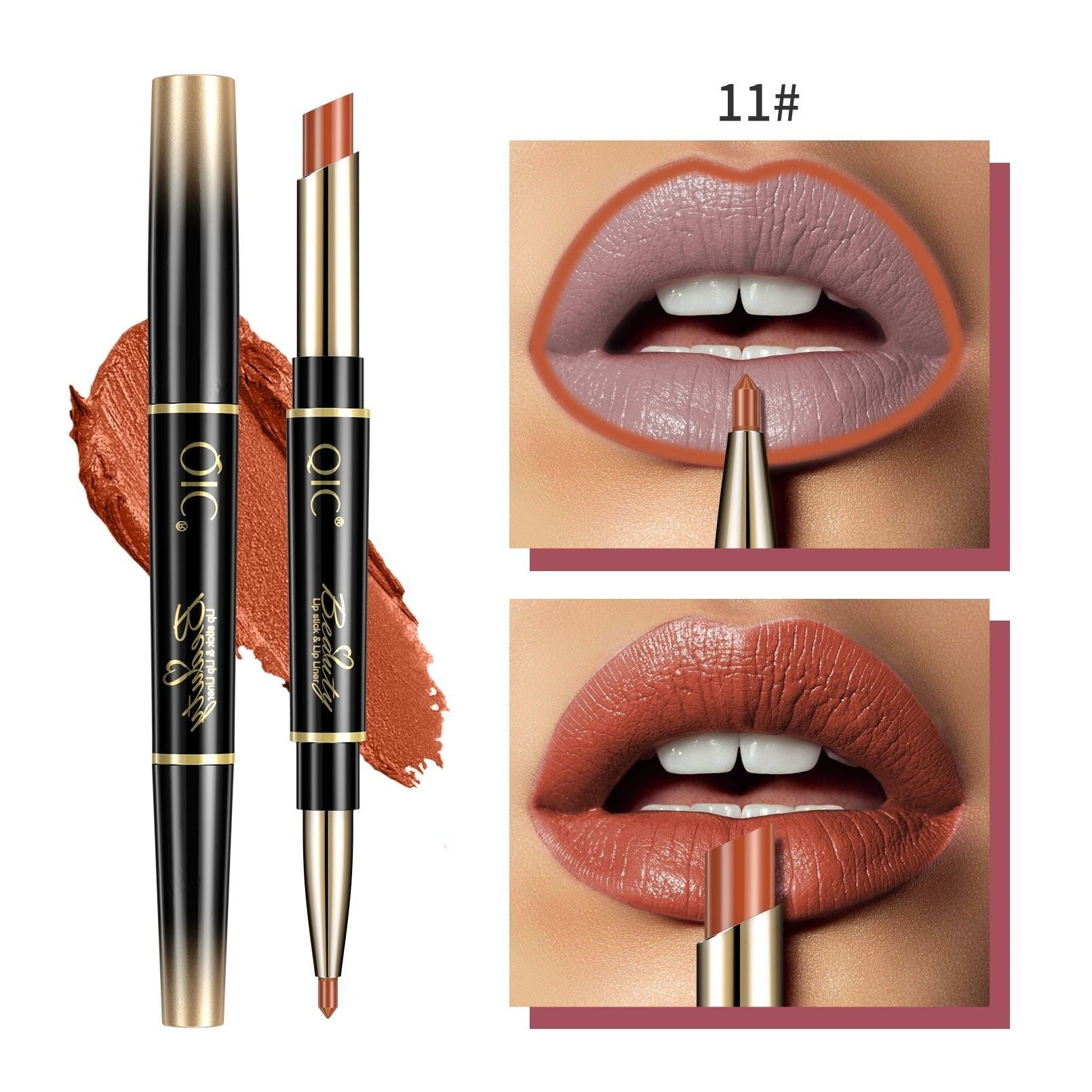 2-en-1 Stylo rouge à lèvres imperméable à l'eau