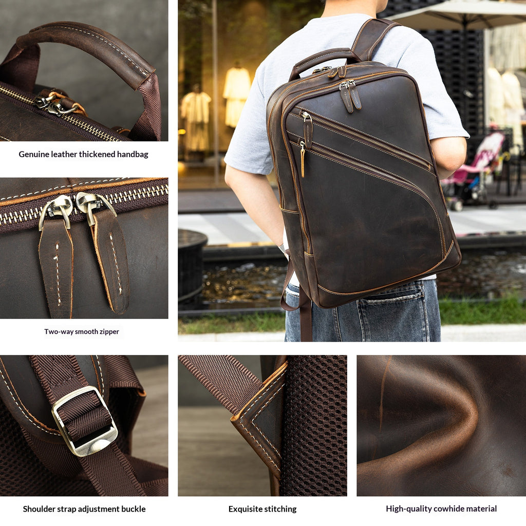 Commerce extérieur Sac à dos pour hommes en cuir de cheval fou le mieux vendu