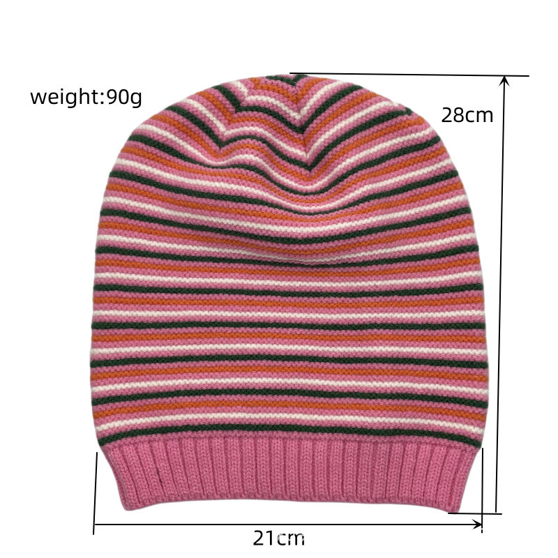Chapeau de woolen à mailles rayées