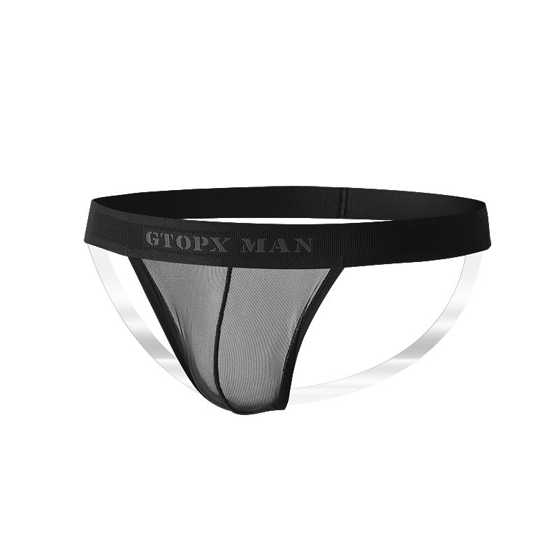 Ceinture transparente hommes Sexy Ice Silk Back vide