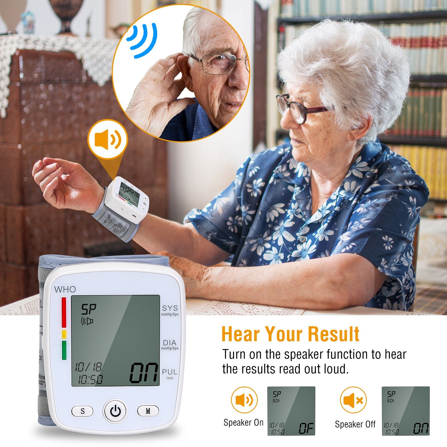 1Pc Blood Pressure Monitor Wrist Digital High Blood Pressure Cuff Heartbeat Tester avec 90
