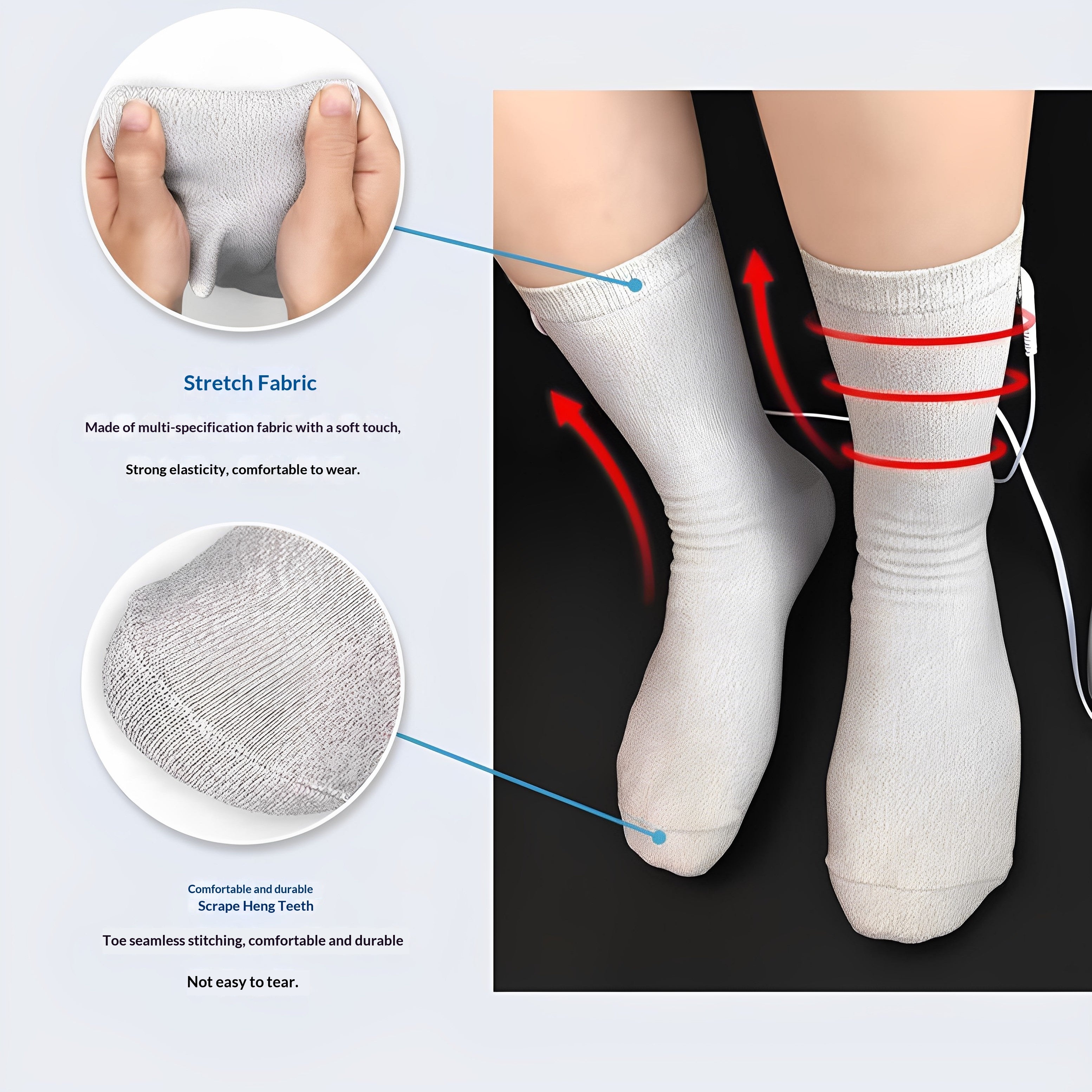 Chaussettes de massage des pieds pulsés microcurrentes