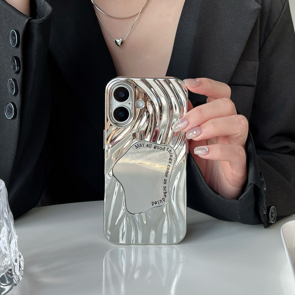Electroplating Wave Pattern Mirror Phone Case Sens avancé