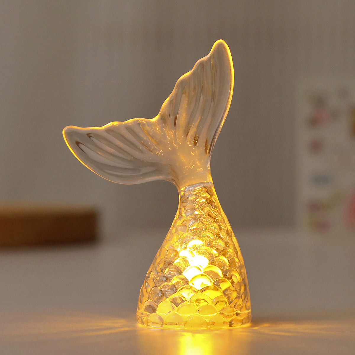 Bougie électronique lumière créative sirène lumineuse Tail Night Light Ins Ornements de bureau M
