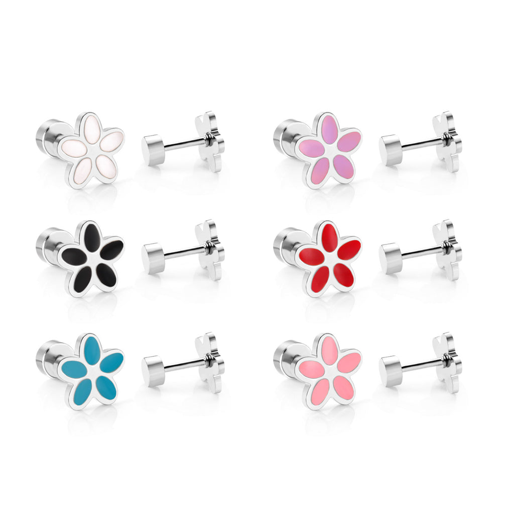 Boucles d'oreilles Crown-flower mignons et doux Boucles d'oreilles Stud en acier inoxydable