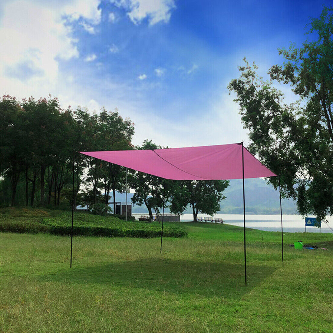 2x200cm Tent Poles Universal Telescopic Adjustable Steel Awning Tent Pole