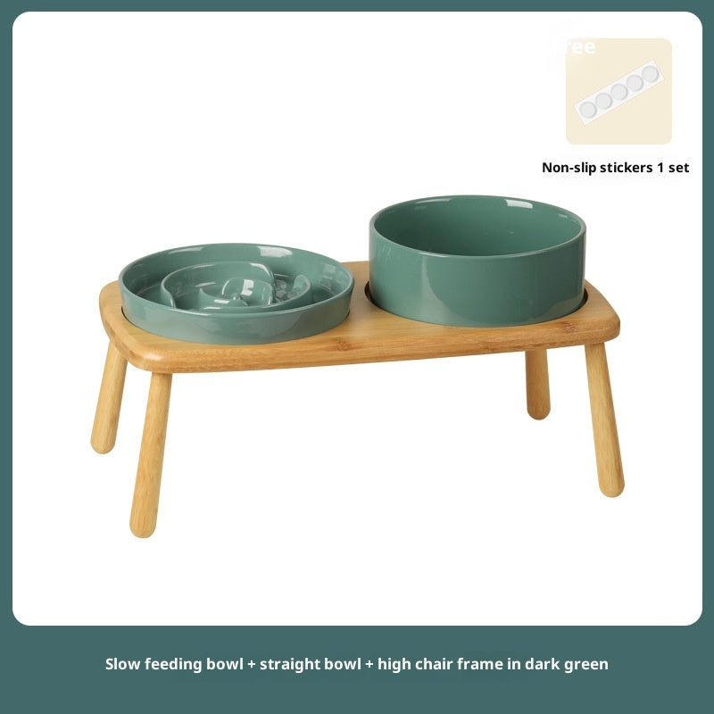 Ceramic Dog Bowl Pet Dog Slow-Feeding Anti-Choking Fooder Tip-Proof Bowl