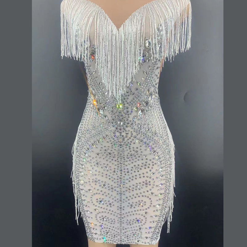 Lady Wind Déesse Tassel Pending Neck Robe Lourde Industrie Perles Perles Perles Perceuse Design de luxe