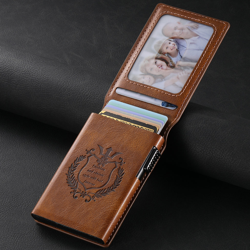 Porte-cartes en cuir pour la cire d'huile de grain brillant