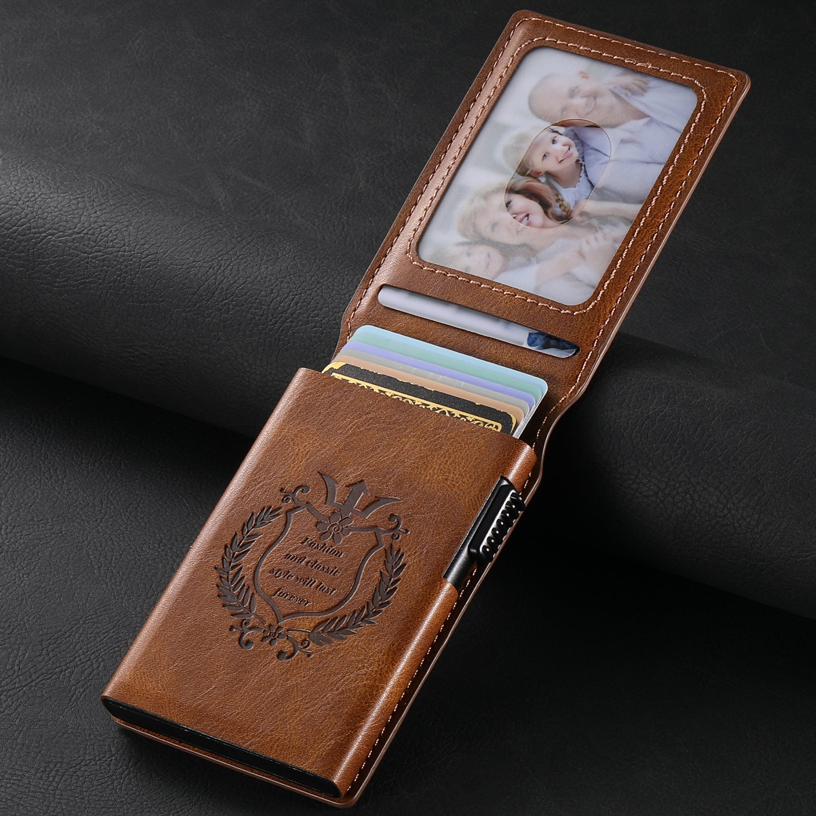 Porte-cartes en cuir pour la cire d'huile de grain brillant