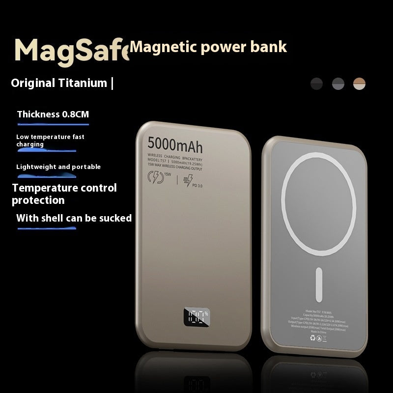 Affichage numérique magnétique sans fil Alliage d'aluminium Charge rapide Alimentation mobile