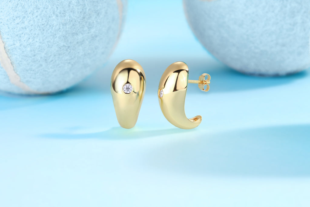 S925 Argent Sterling 0,1ct D Couleur VVS1 Boucles d'oreilles Moissanite Teardrop 7g plaqué or