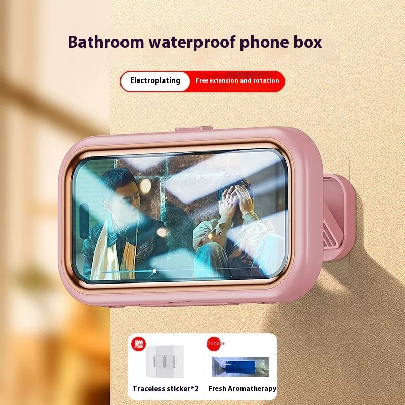 Punch-free waterproof bathroom wall-mounted anti-fog touchscreen cantilever cell phone