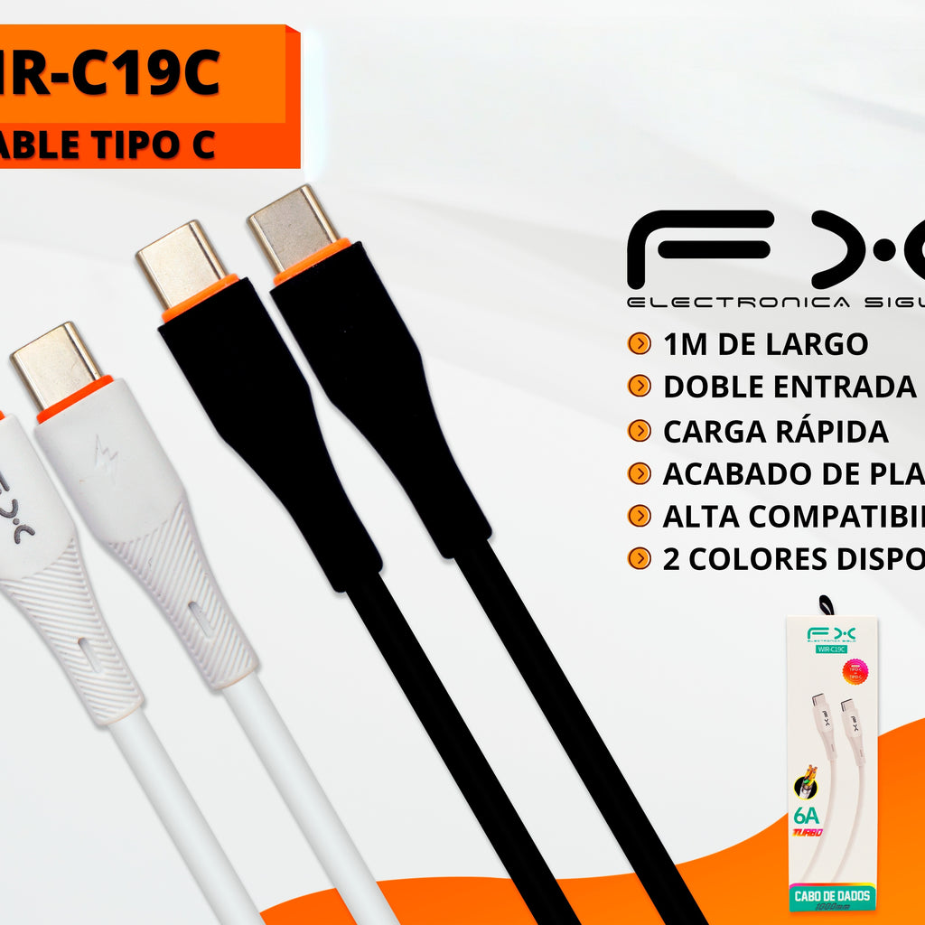 Type-c Câble de recharge rapide à double extrémité 6a noir 1m