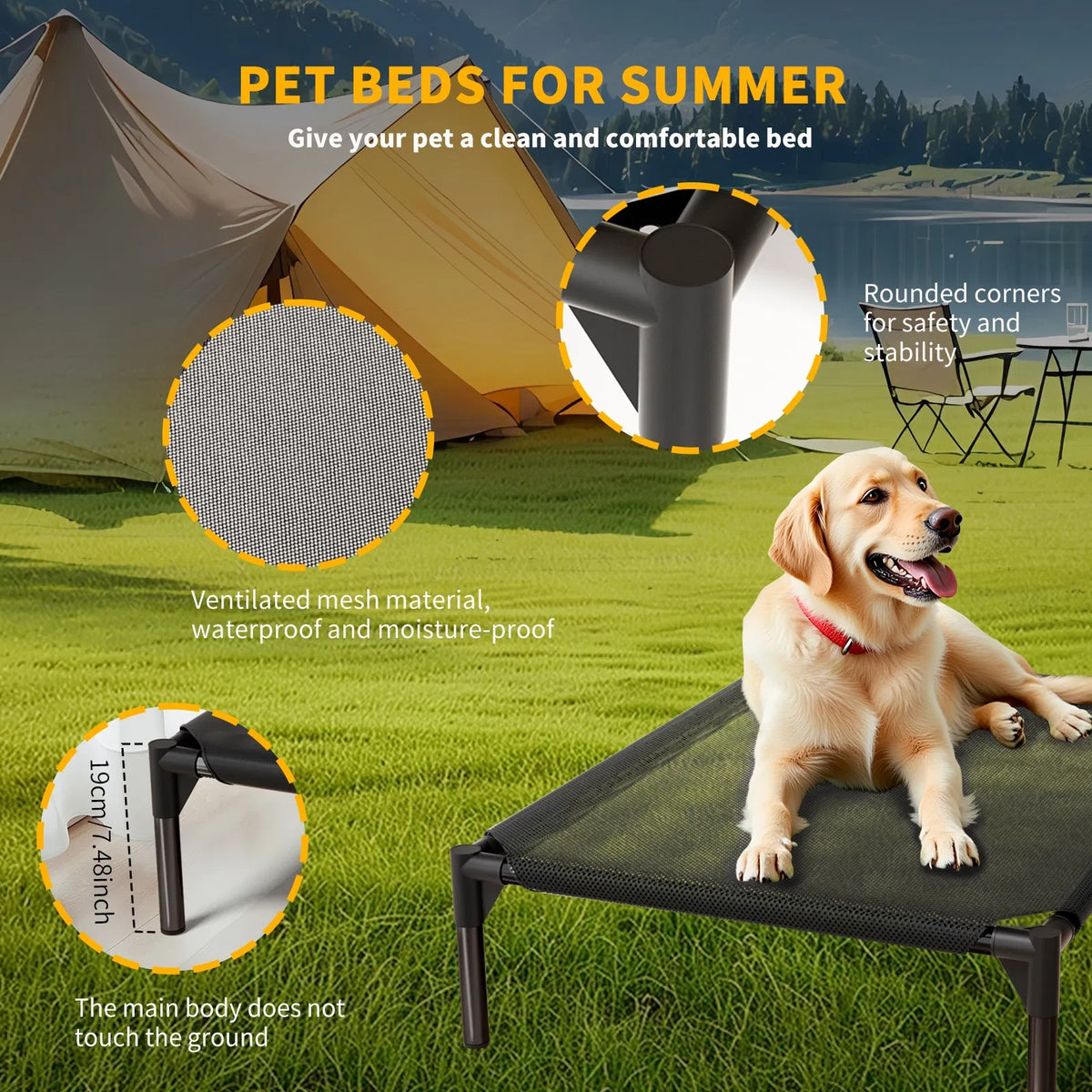 Raised breathable pet bed