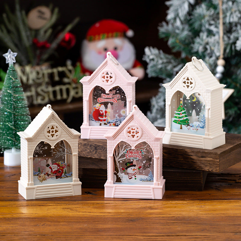 Décorations de Noël Maison de style européen Lumière de nuit LED Bureau Ornements Fenêtre Vent L