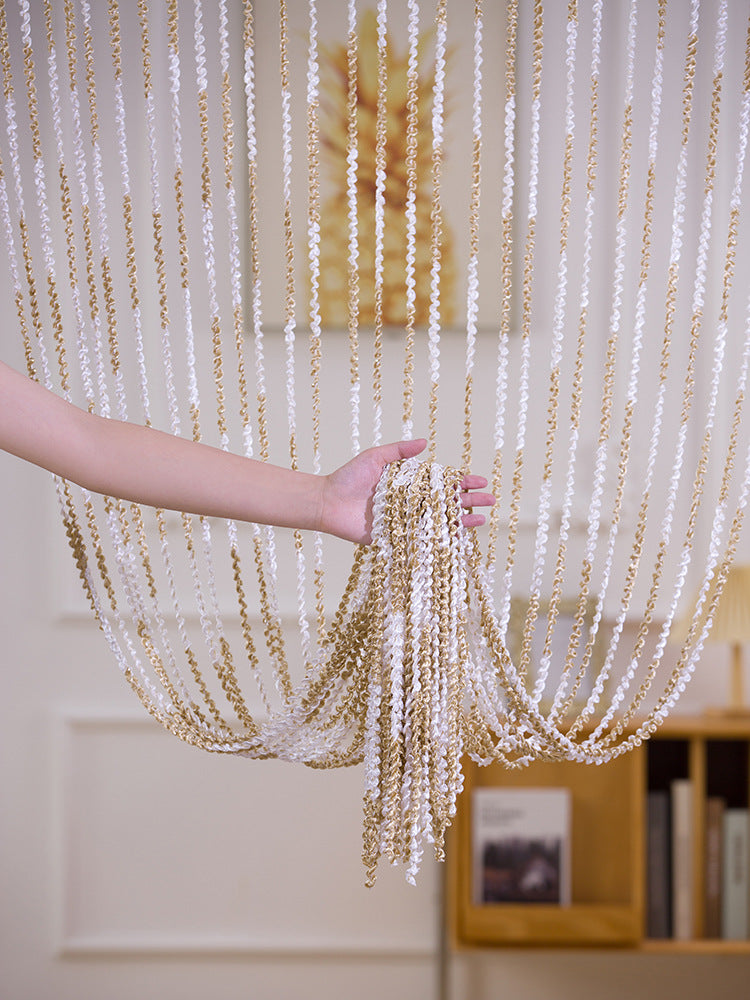 Pour le salon Partition Rideau Ligne Perle Rideau de porte Punch-free Mariage Argent Silk T