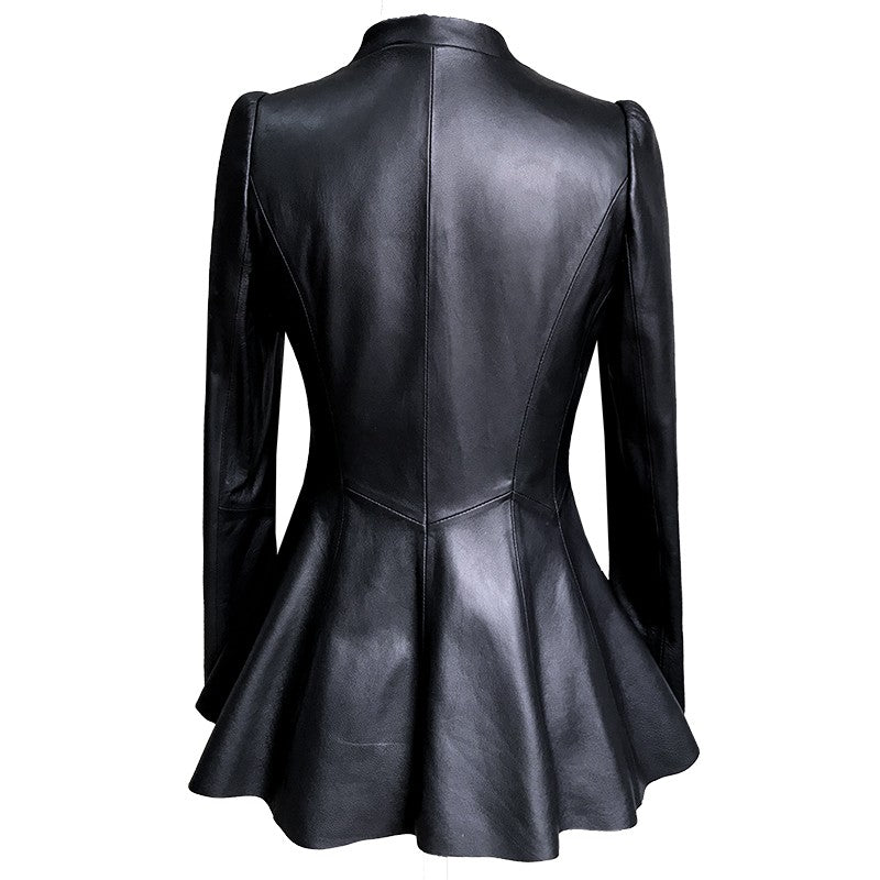 Veste courte en cuir pour femme