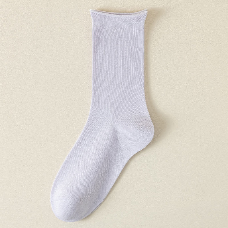 Springsummer Chaussettes mi-calf pour femmes en soie
