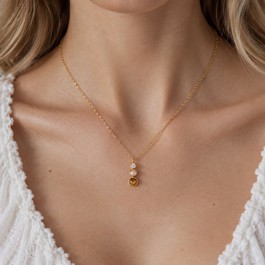 Collier en acier inoxydable Tiger's Eye Titanium Steel pour femmes