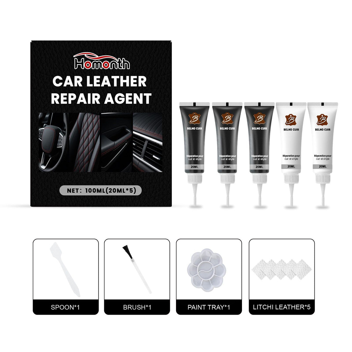 HOMONTH Kit de soins en cuir automobile