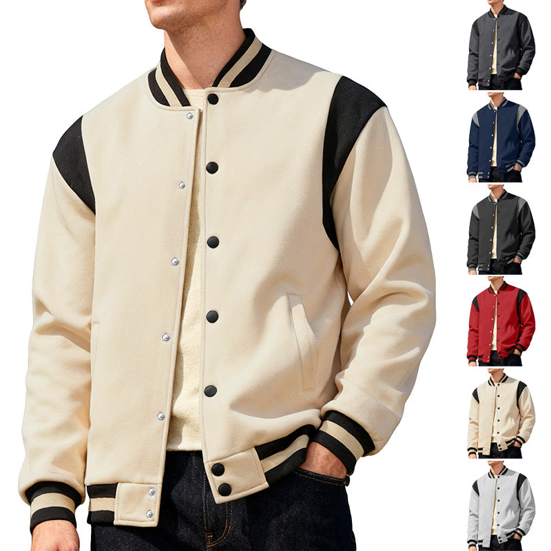 Veste de baseball pour hommes de couleur contrastante de printemps