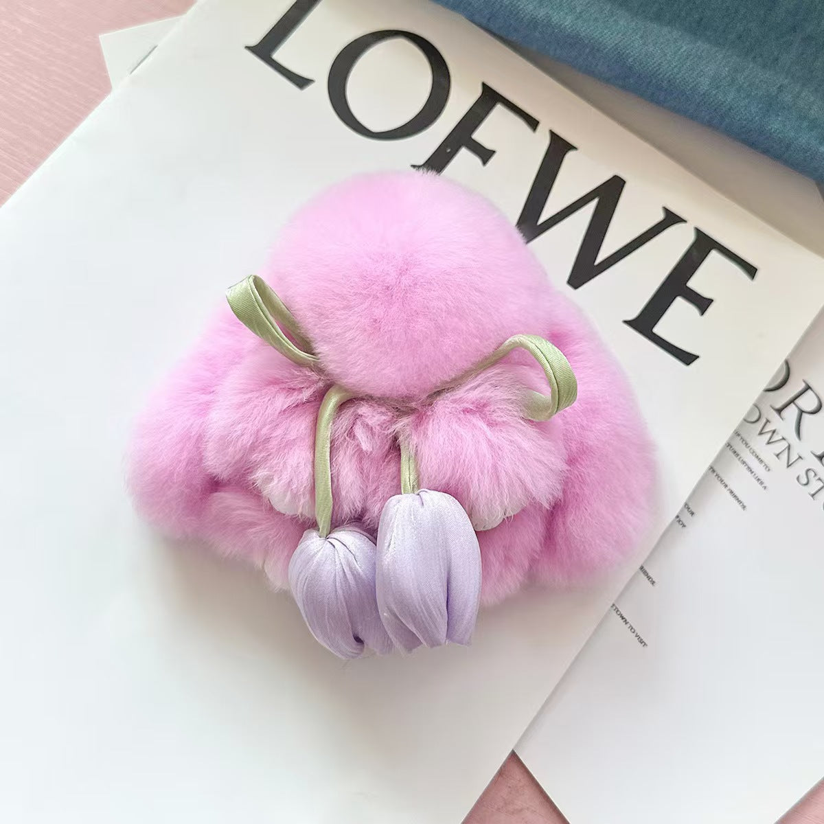 Pendentif en peluche mignon petit lapin porte-clés