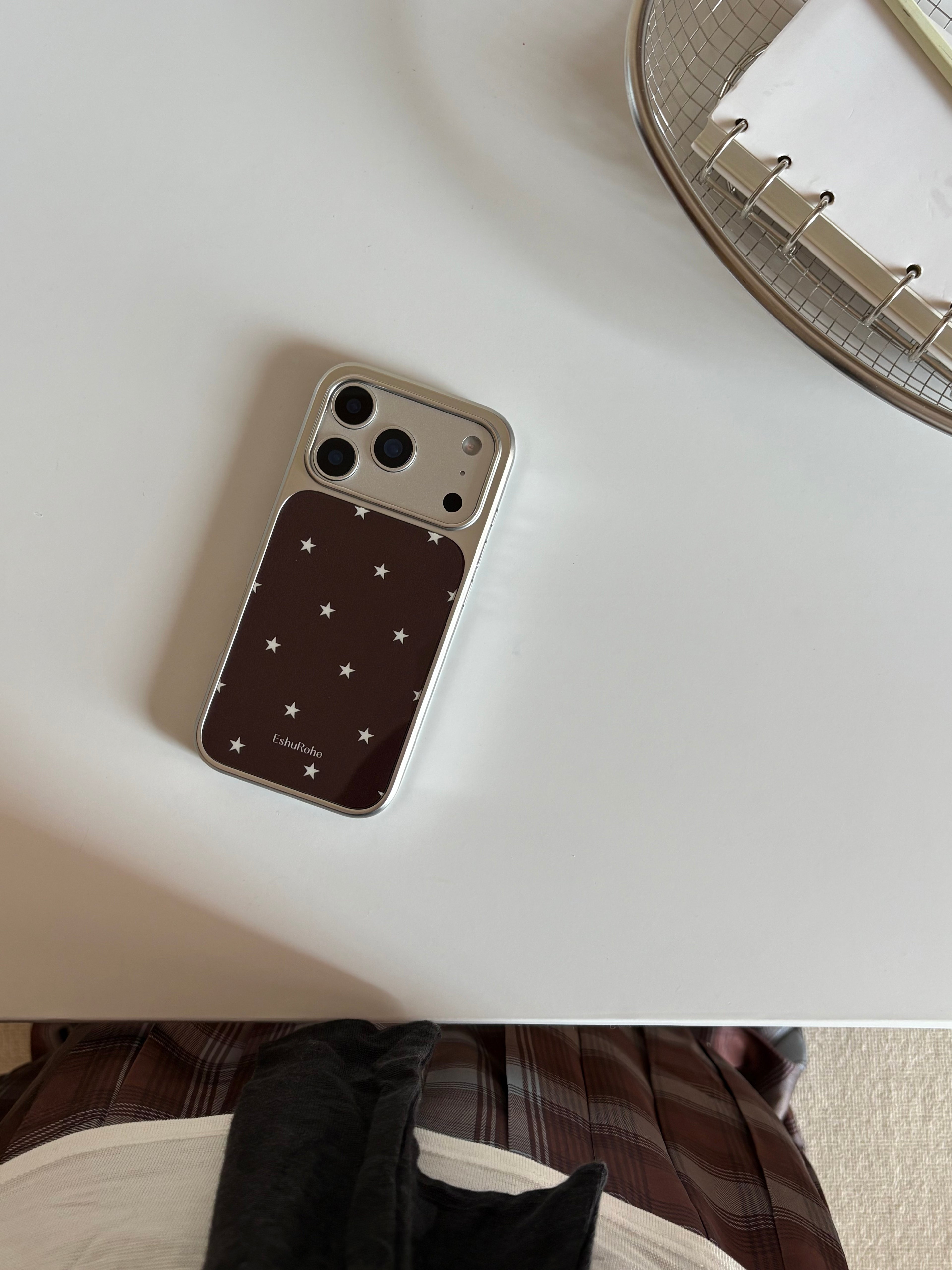 Châtaigne française Brown et Coffee-Colored Star Design Case de téléphone simple