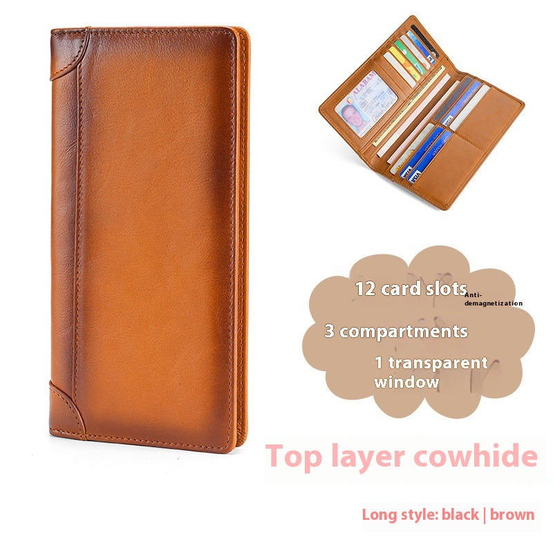 Portefeuille en cuir véritable Mode poli homme