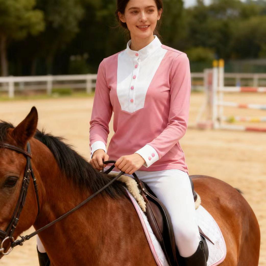 Chemise équestre à manches longues de printemps pour femmes