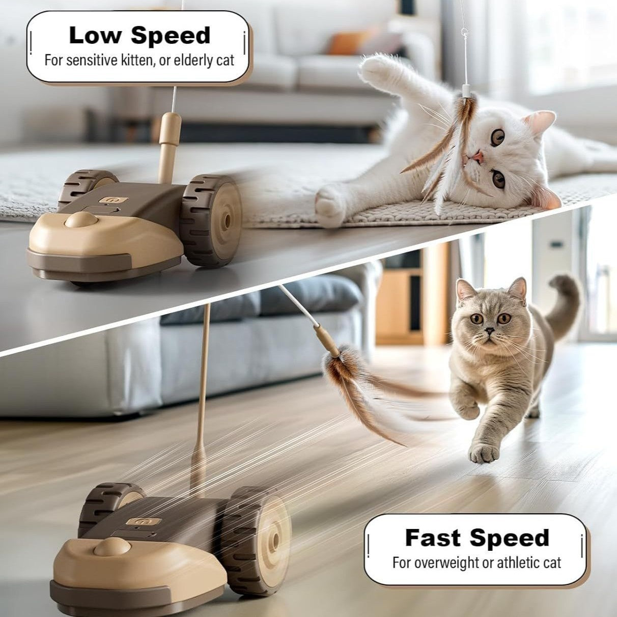 Voiture électrique intelligente télécommandée avec jouet filaire pour chats