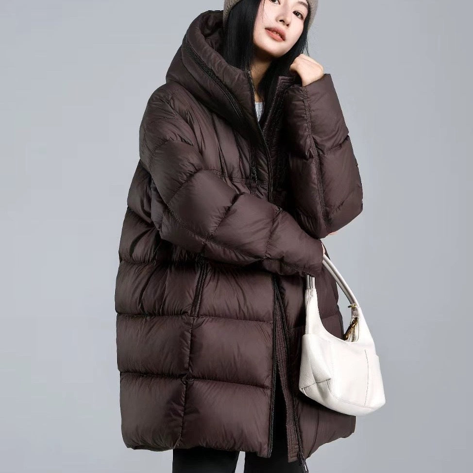 Mi-longueur Mode Loose-fitting Down Jacket avec Hood