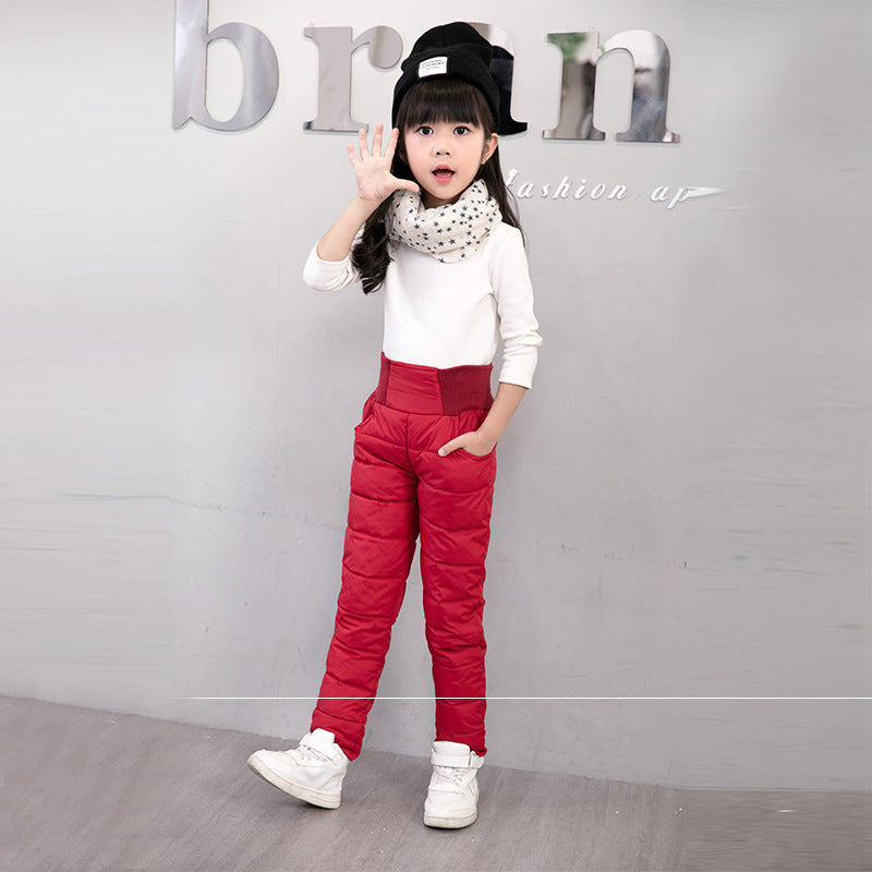 Pantalons de coton chaud à taille élevée pour enfants
