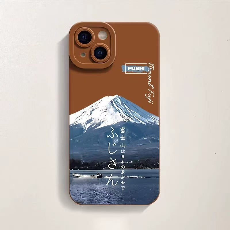 Boîtier de téléphone en silicone imprimé Fuji à monture créative et polyvalente