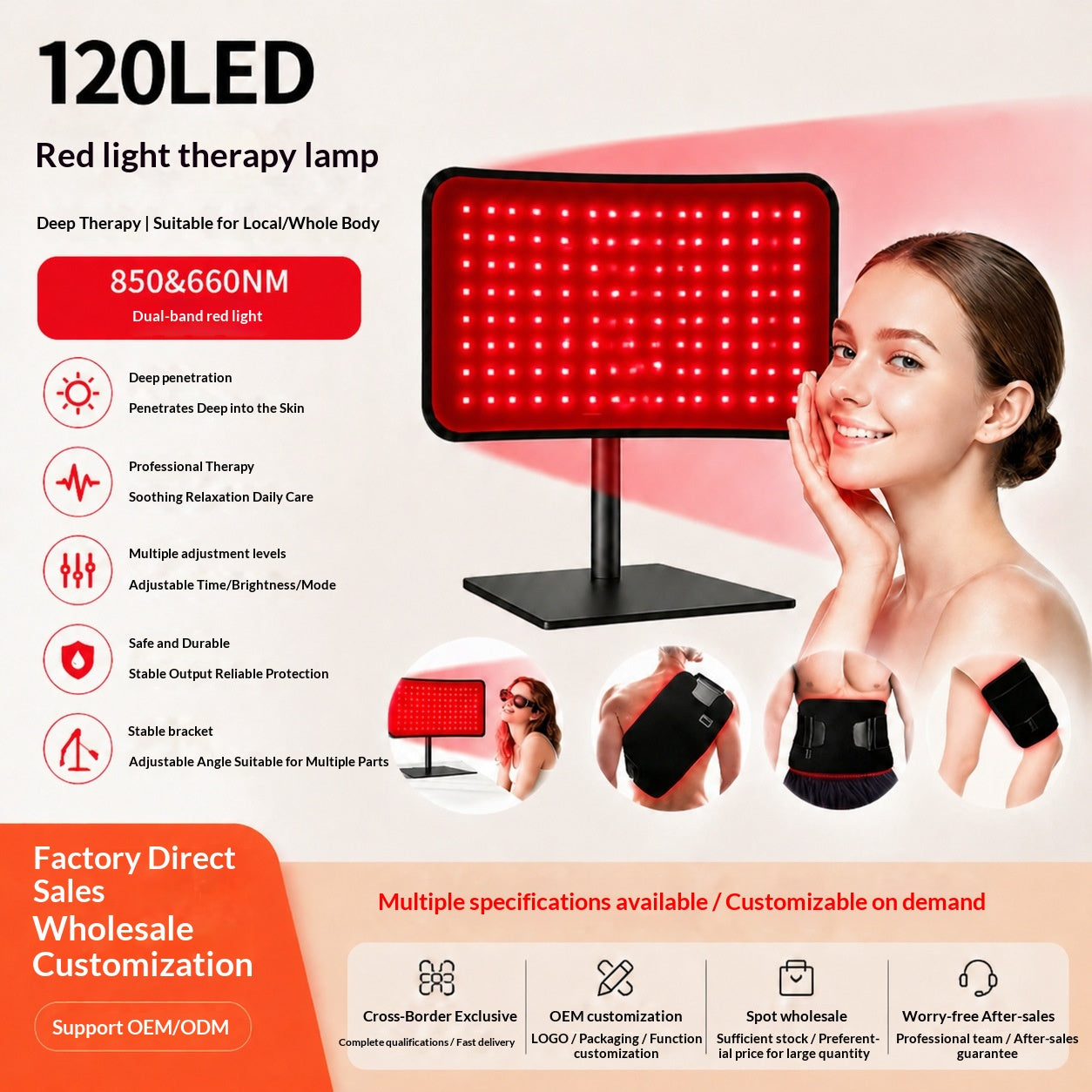 120-bead Détachable double-usage lampe de bureau lumière rouge