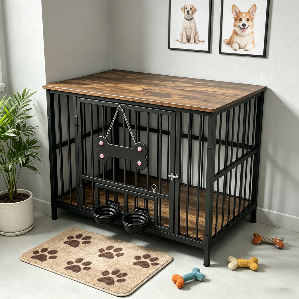 Bois ancien grain de chien bord de cage