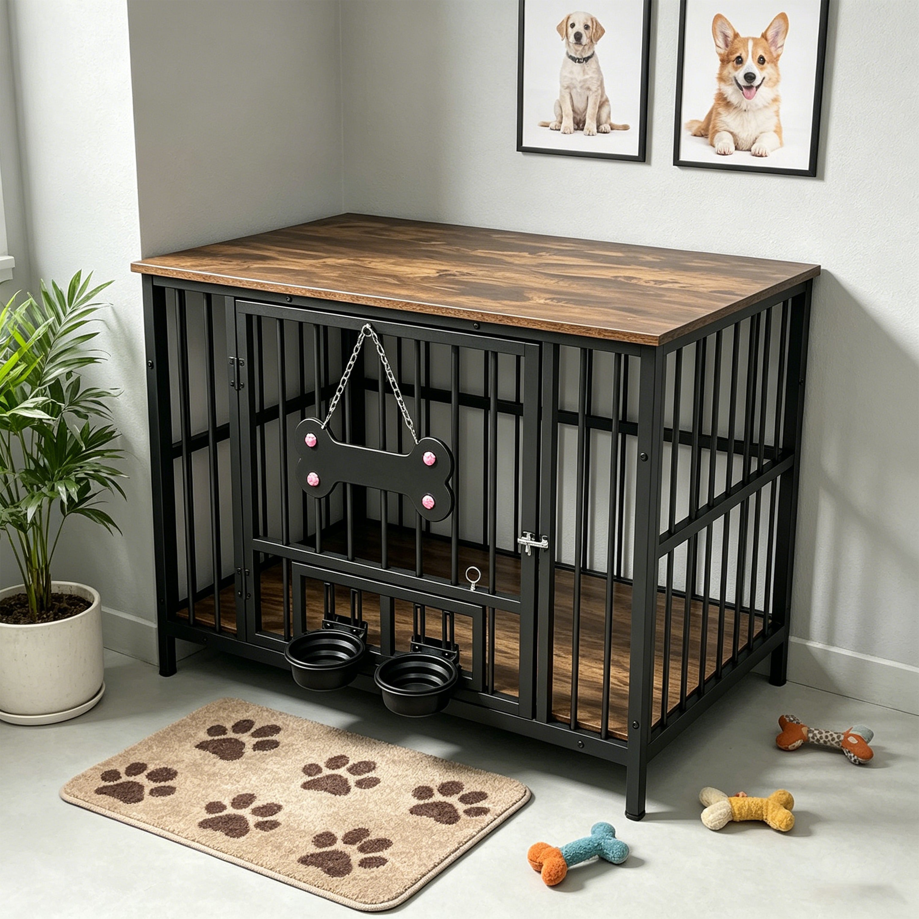 Bois ancien grain de chien bord de cage