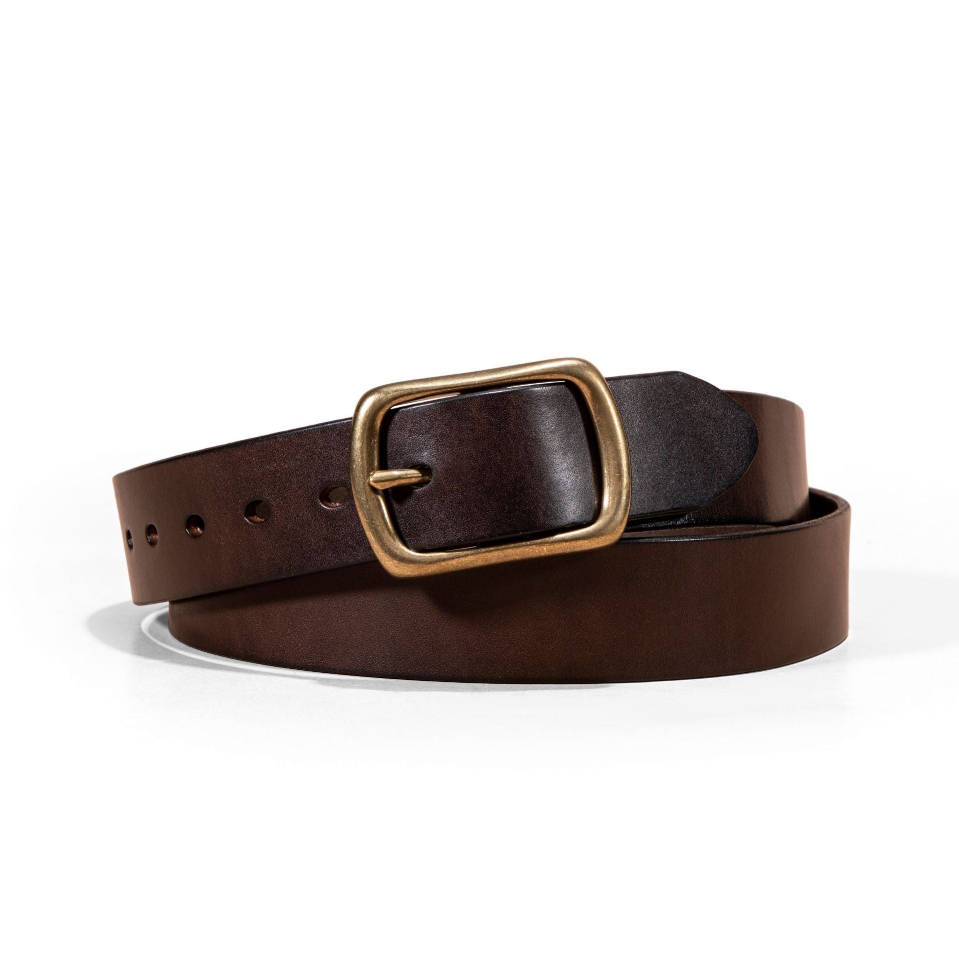 Ceinture pour hommes Cuir véritable Top Grain Pure Cowhide Retro Laiton Buckle