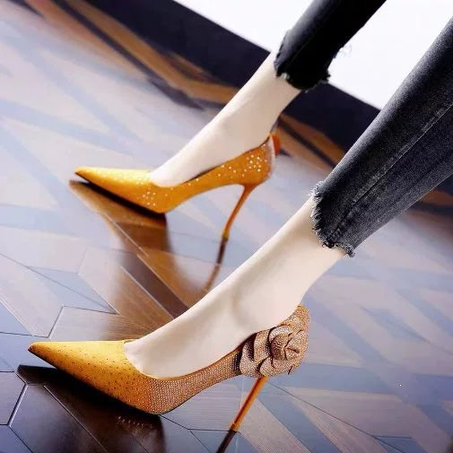 Femmes Pointedtoe Strass Design High Heels