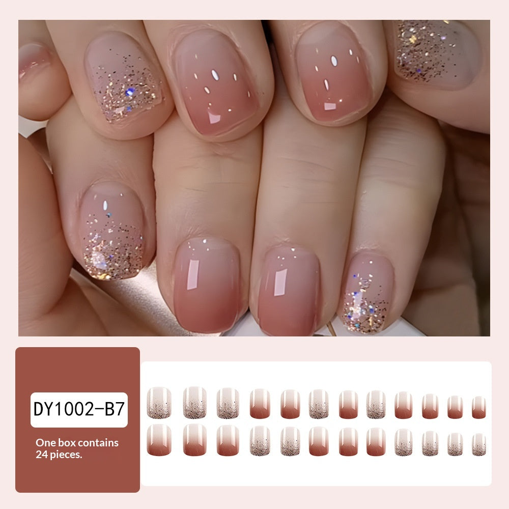 24 pièces de jelly en poudre transparente de glace carrée courte mode Glitter Nail Art S