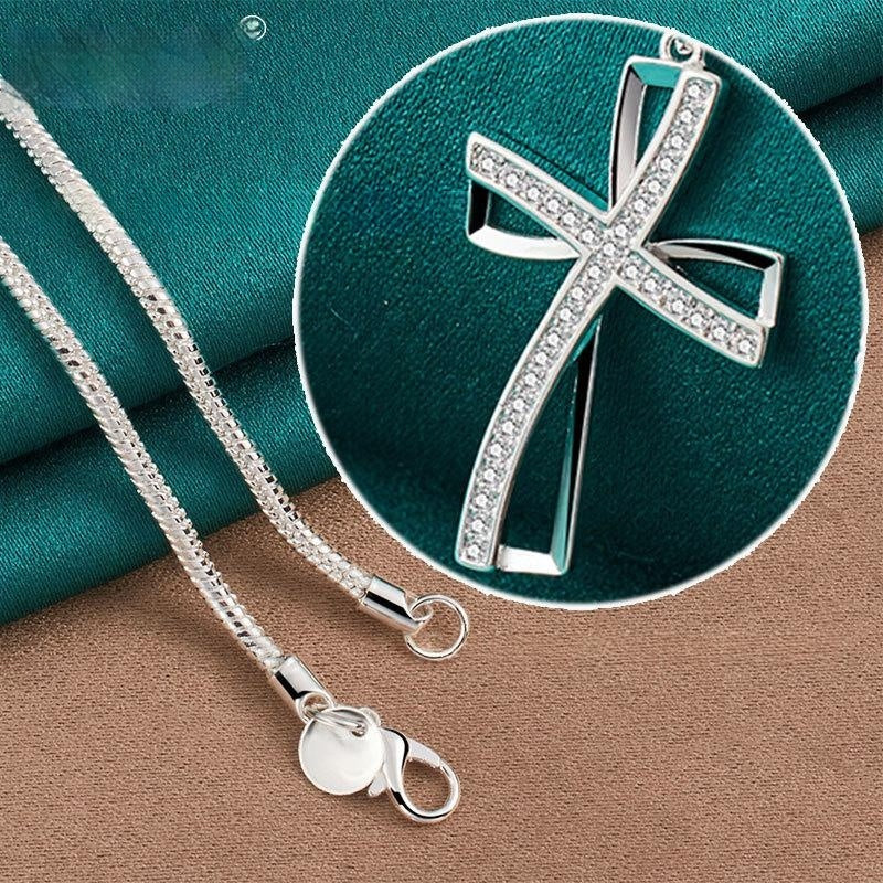 Collier croisé double couche avec pendentif en argent et chaîne de serpent