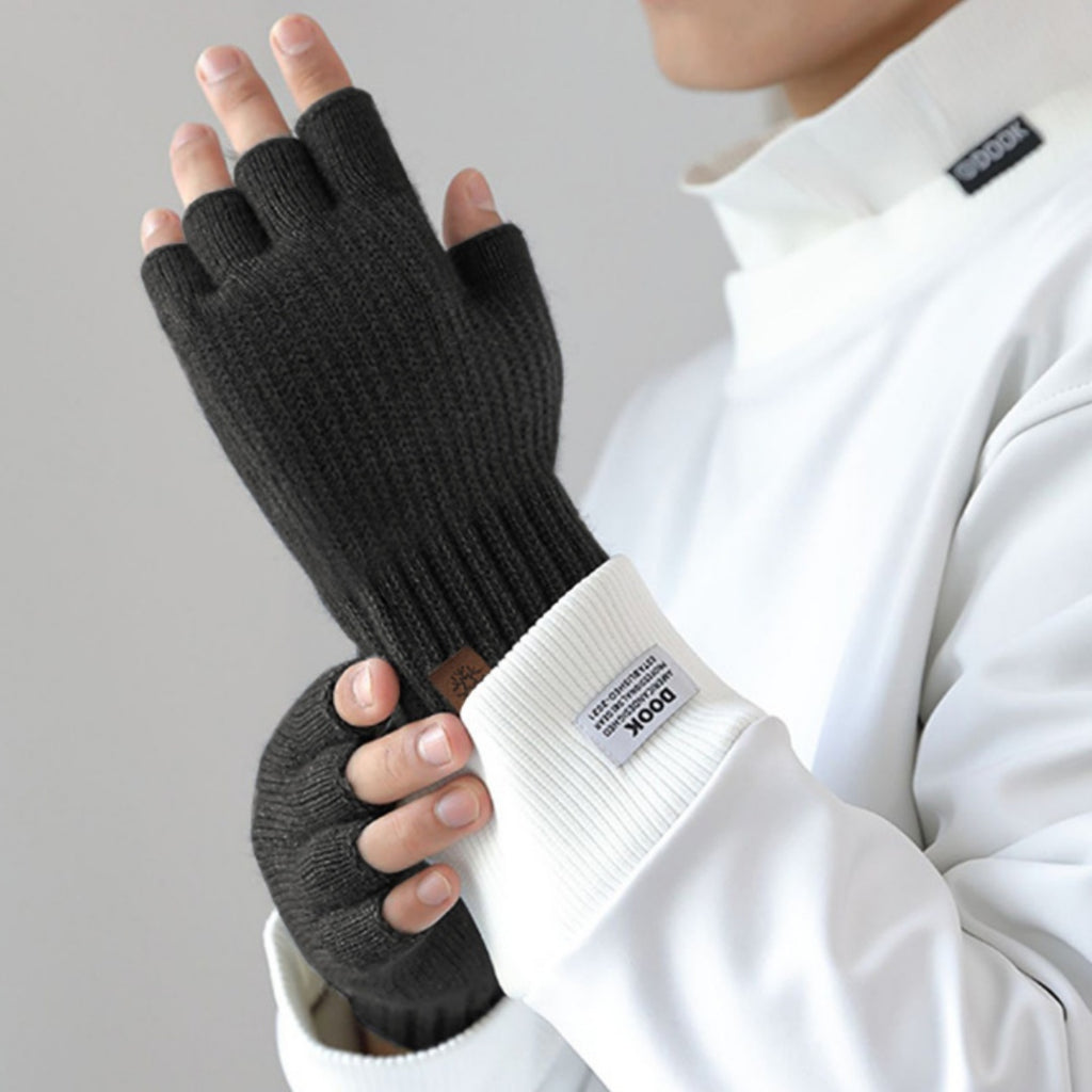 Gants à demi-doigts à mailles thermiques pour hommes