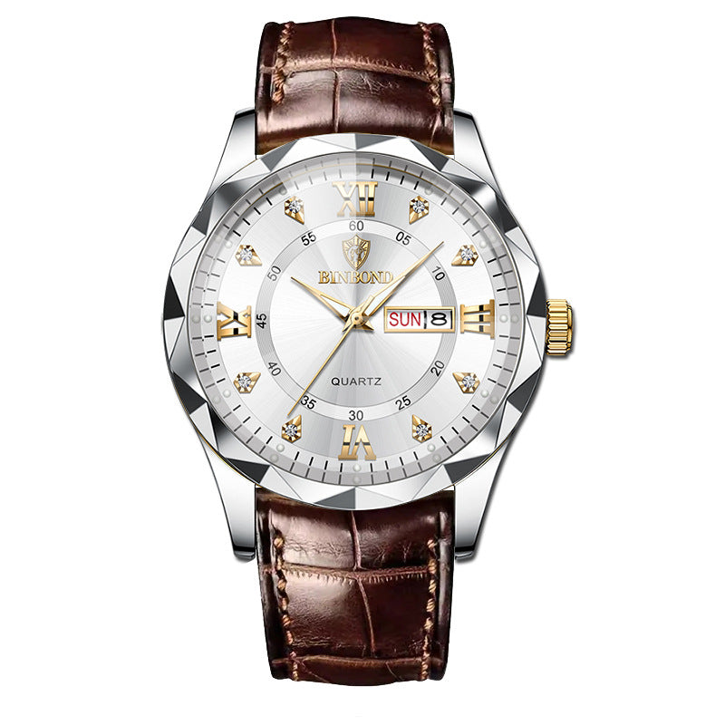 Véritable montre Quartz d'étudiant homme en cuir imperméable à l'eau